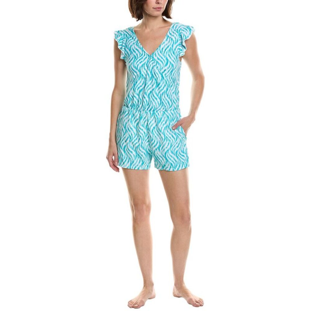 Stella Parker Womens  Surplice Swim Romper, Blue